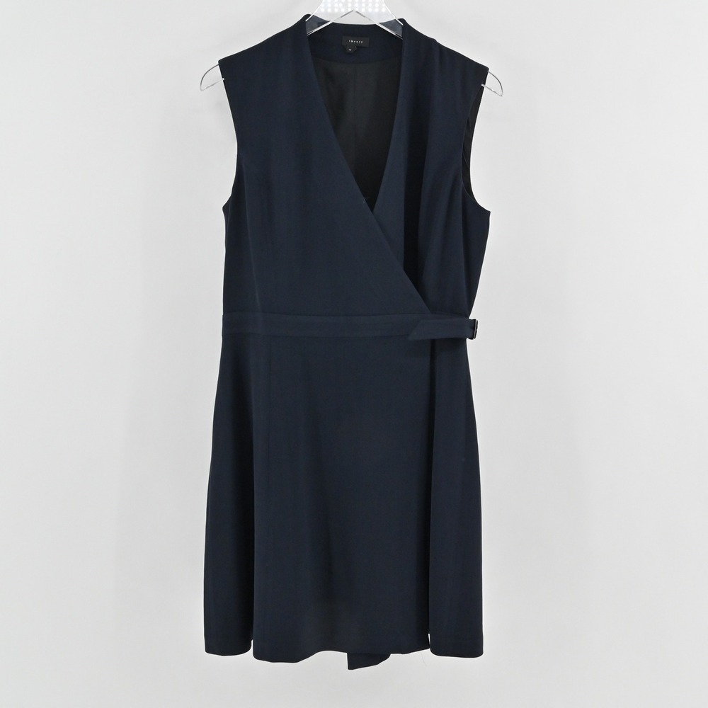 Theory Navy Sleeveless Wrap Dress - Picture 2 of 14